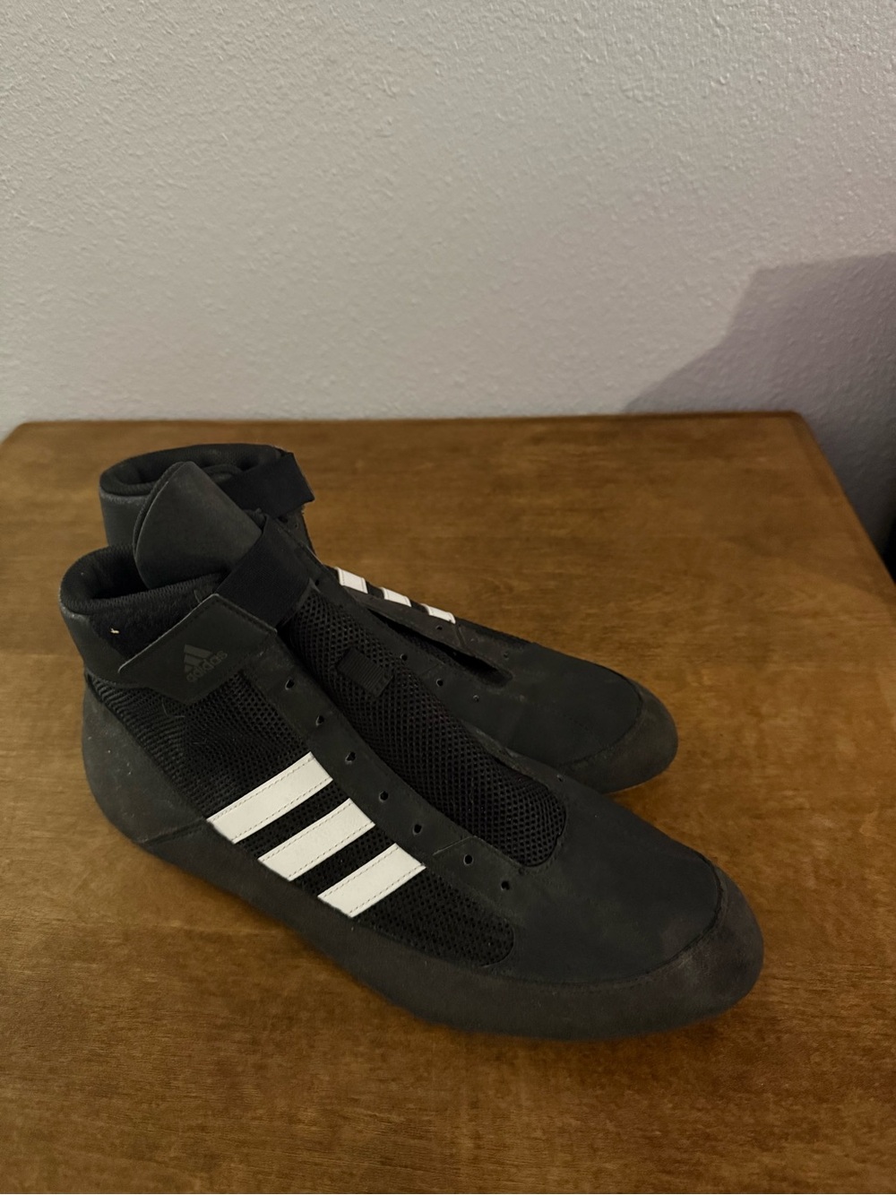 adidas Black Athletic High-Top Shoes with White Stripes